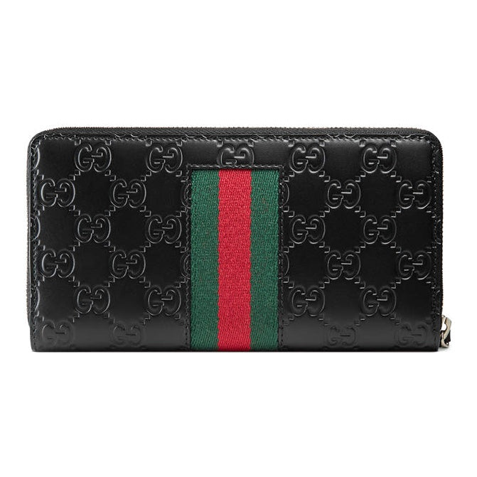GUCCI Monogram Embossed Leather Long Zip Wallet in Black - 408831