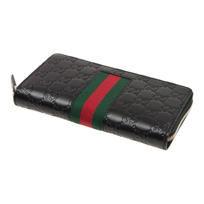 GUCCI Monogram Embossed Leather Long Zip Wallet in Black - 408831