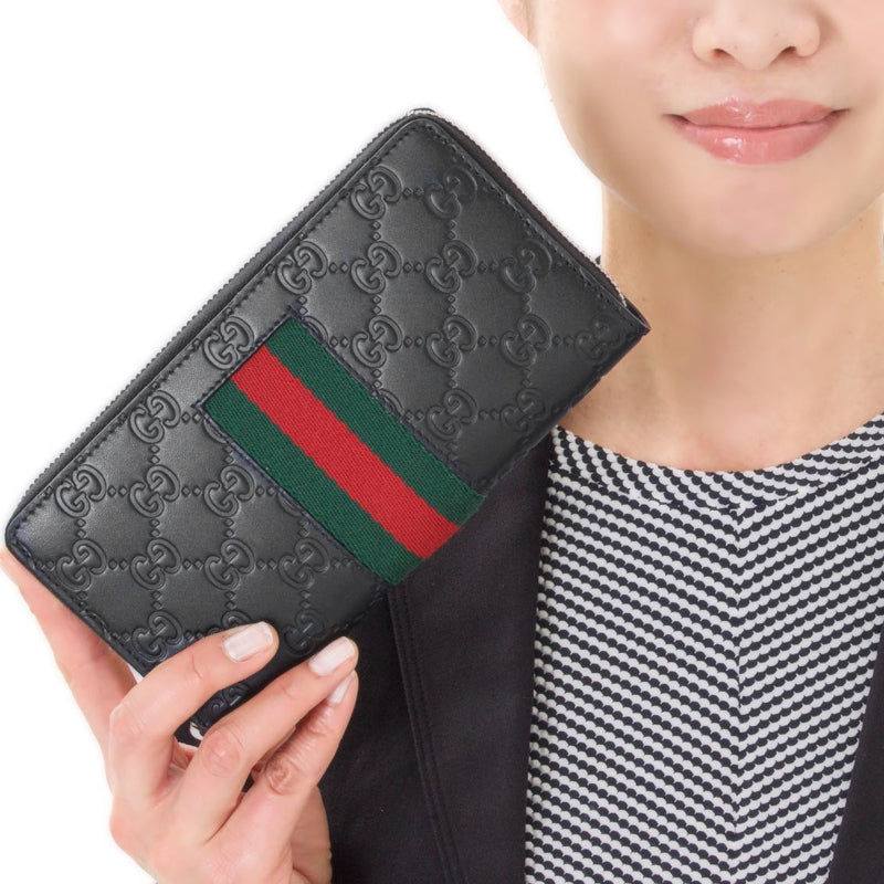 GUCCI Monogram Embossed Leather Long Zip Wallet in Black - 408831