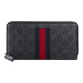 GUCCI Monogram Canvas and Leather Long Zip Wallet in Black and Gray - 408831
