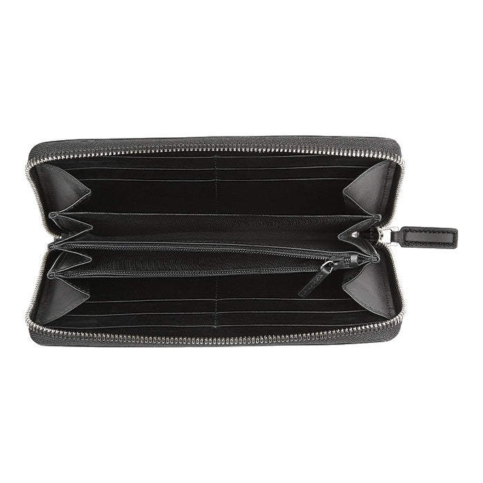 GUCCI Monogram Canvas and Leather Long Zip Wallet in Black and Gray - 408831