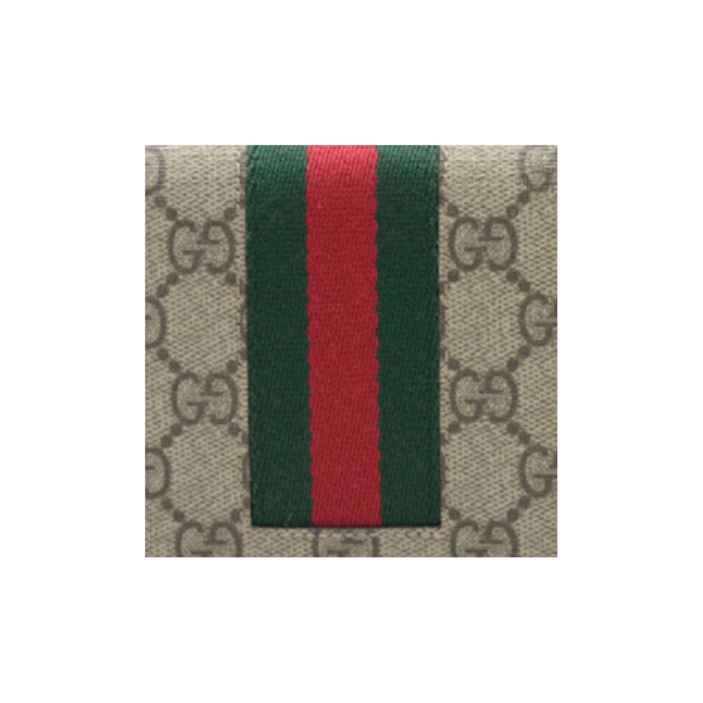 GUCCI Monogram Canvas and Leather Long Zip Wallet in Light Brown