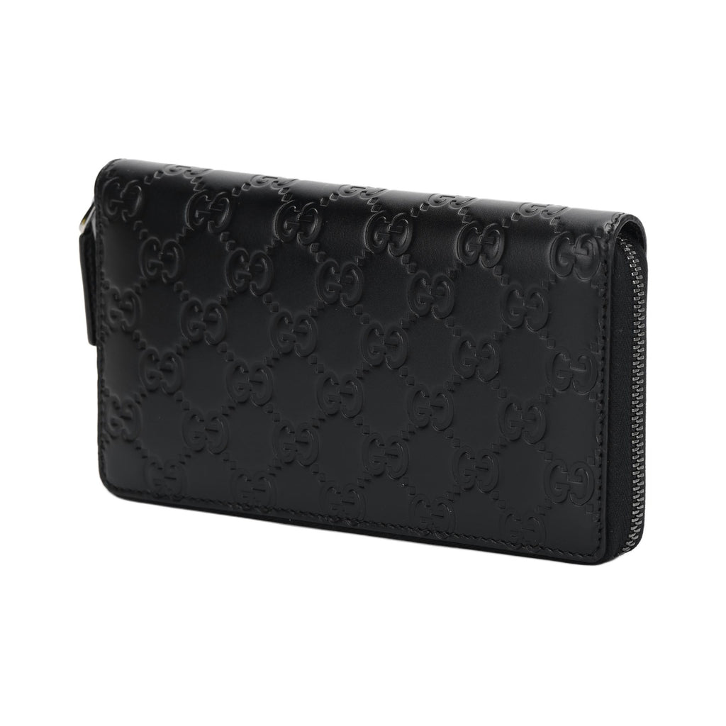 GUCCI Monogram Embossed Leather Long Zip Clutch Wallet in Black - 307987