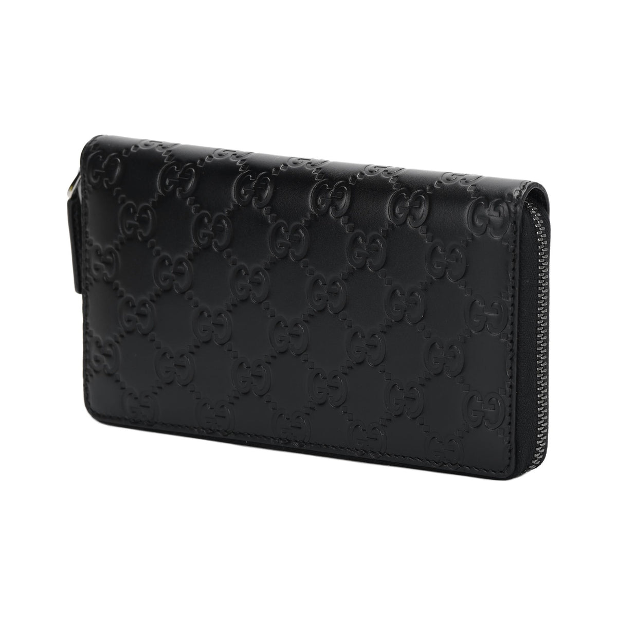 GUCCI Monogram Embossed Leather Long Zip Clutch Wallet in Black - 307987