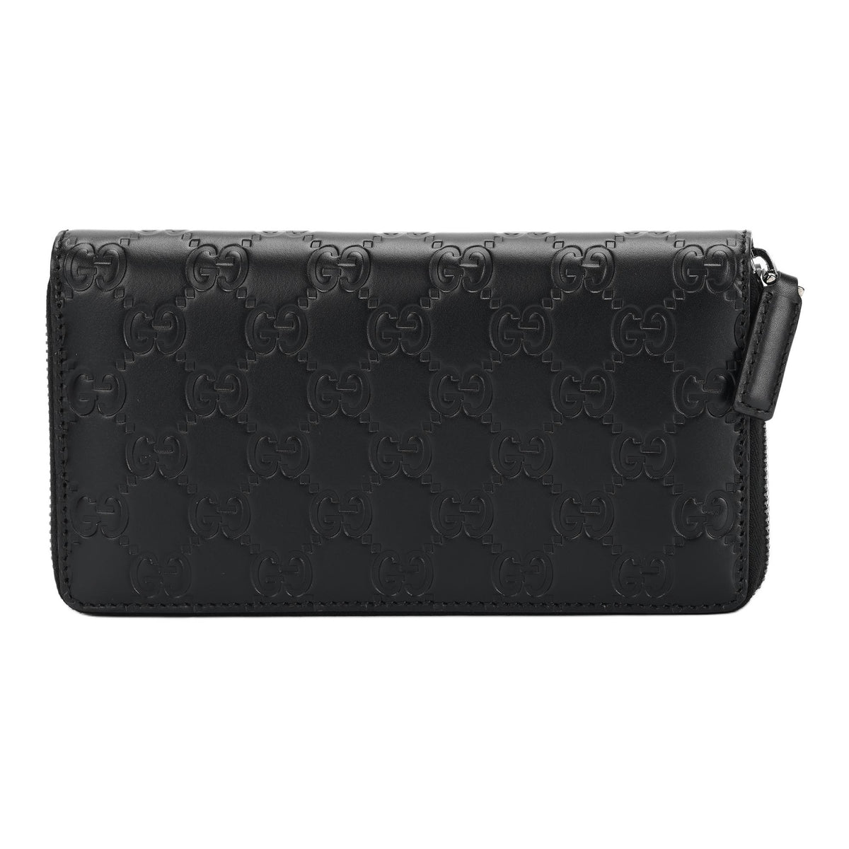 GUCCI Monogram Embossed Leather Long Zip Clutch Wallet in Black - 307987