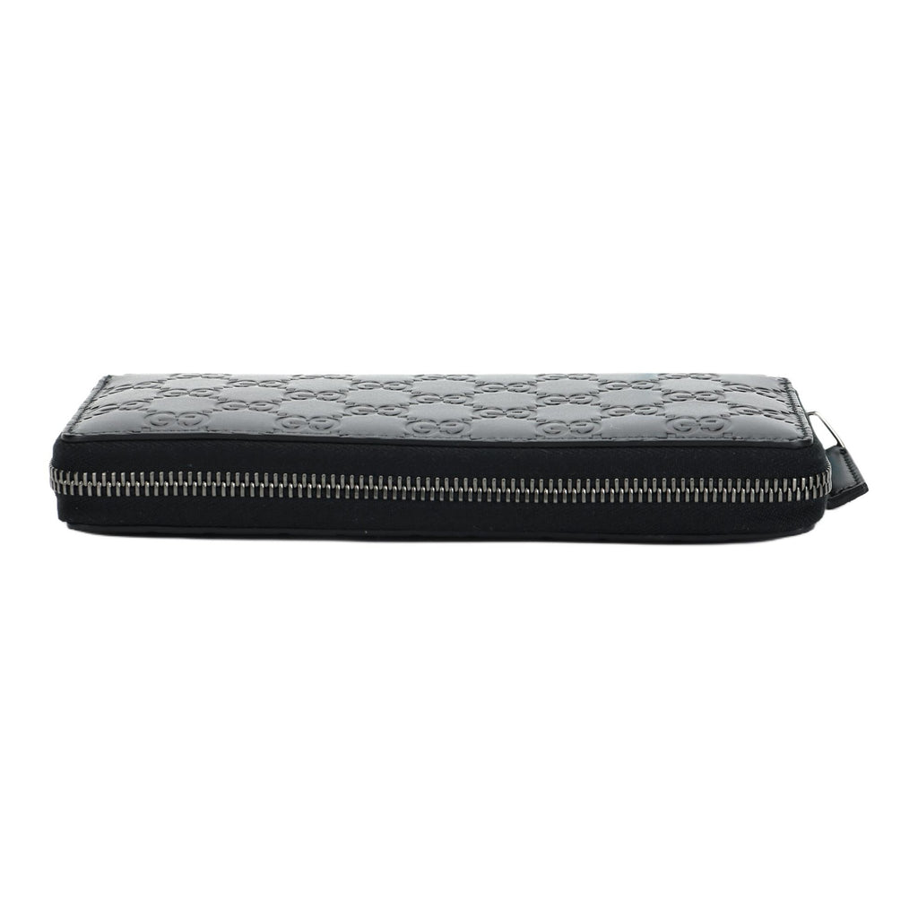 GUCCI Monogram Embossed Leather Long Zip Clutch Wallet in Black - 307987