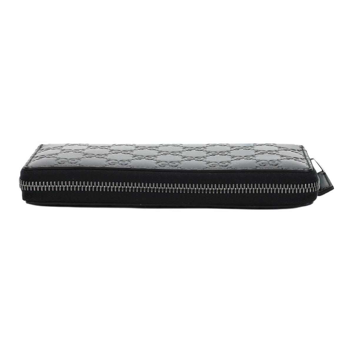 GUCCI Monogram Embossed Leather Long Zip Clutch Wallet in Black - 307987