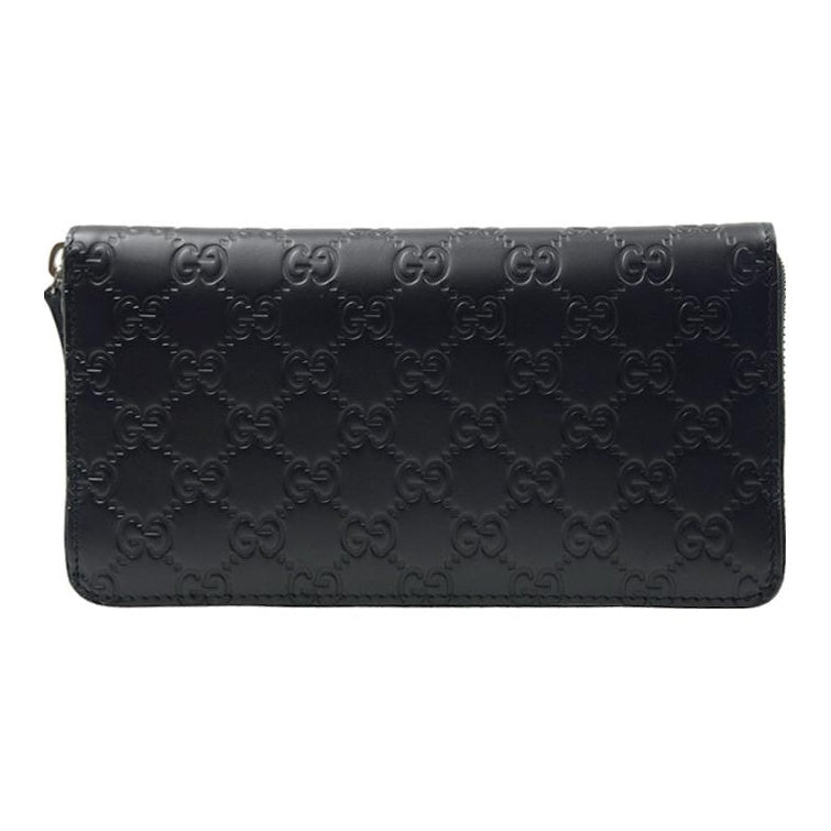 GUCCI Monogram Embossed Leather Long Zip Wallet in Black - 233194