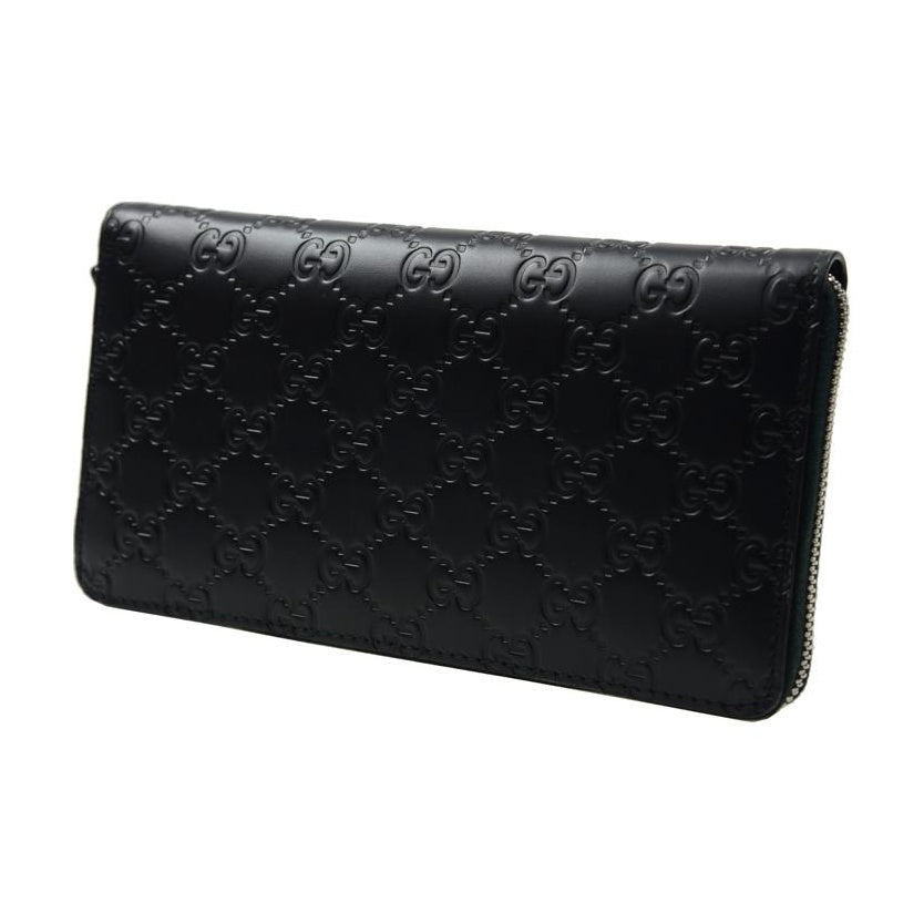 GUCCI Monogram Embossed Leather Long Zip Wallet in Black - 233194