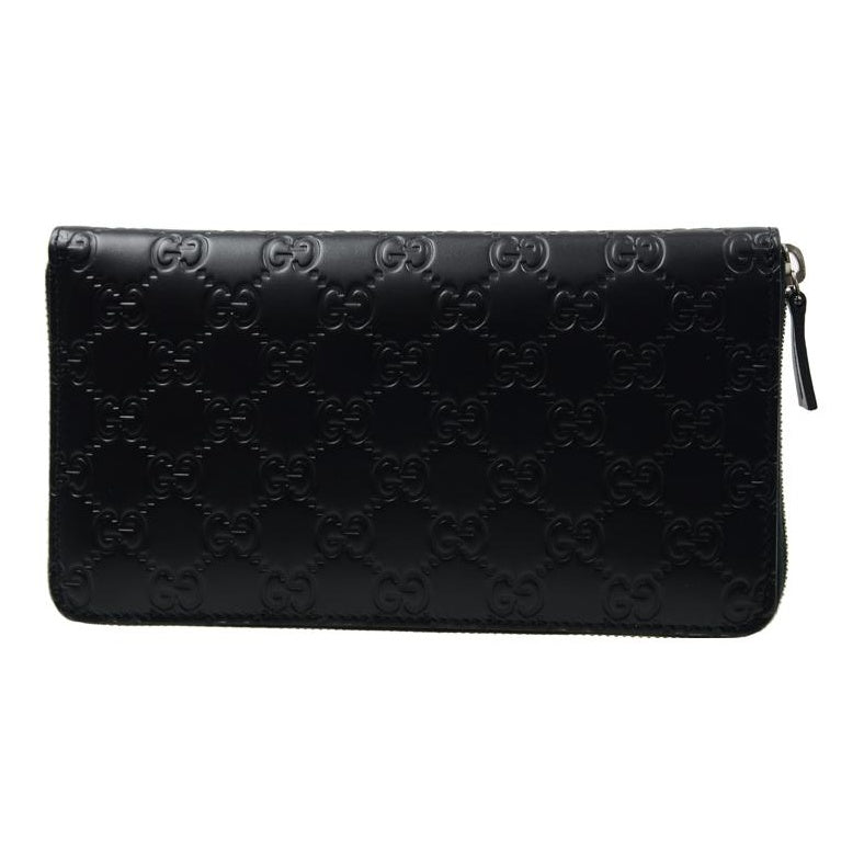 GUCCI Monogram Embossed Leather Long Zip Wallet in Black - 233194