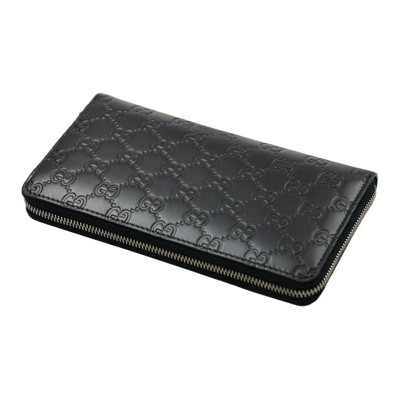 GUCCI Monogram Embossed Leather Long Zip Wallet in Black - 233194