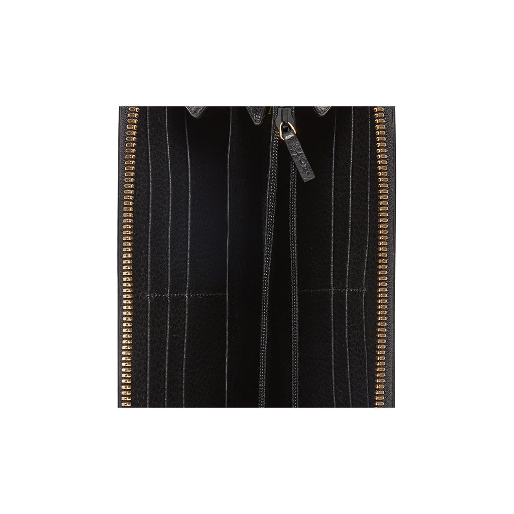 GUCCI Marmont Canvas and Leather Long Zip Wallet in Ebony and Black - 456117