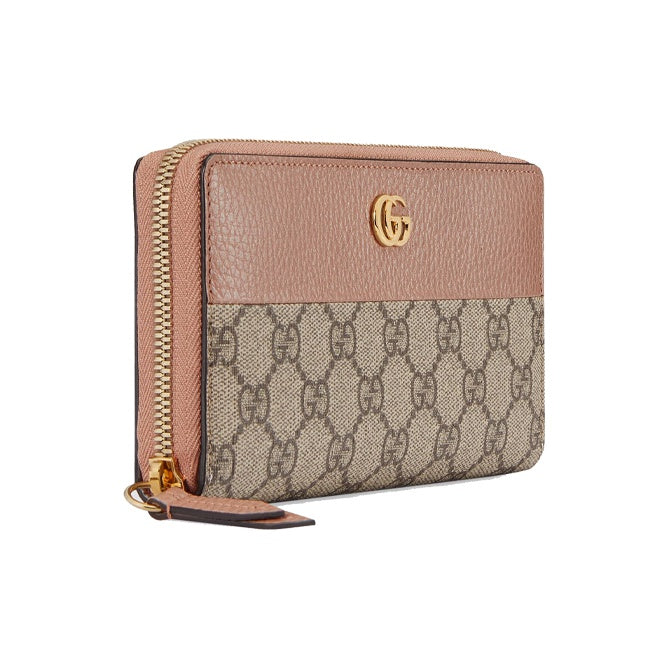 GUCCI GG Marmont Supreme Canvas Long Zip-Around Wallet in Beige and Ebony - 456117