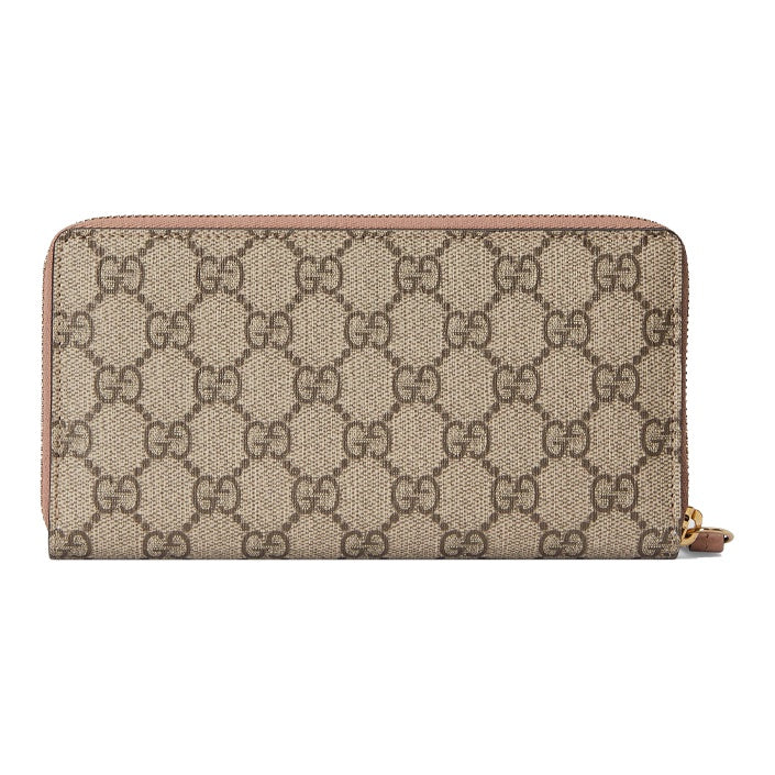 GUCCI GG Marmont Supreme Canvas Long Zip-Around Wallet in Beige and Ebony - 456117