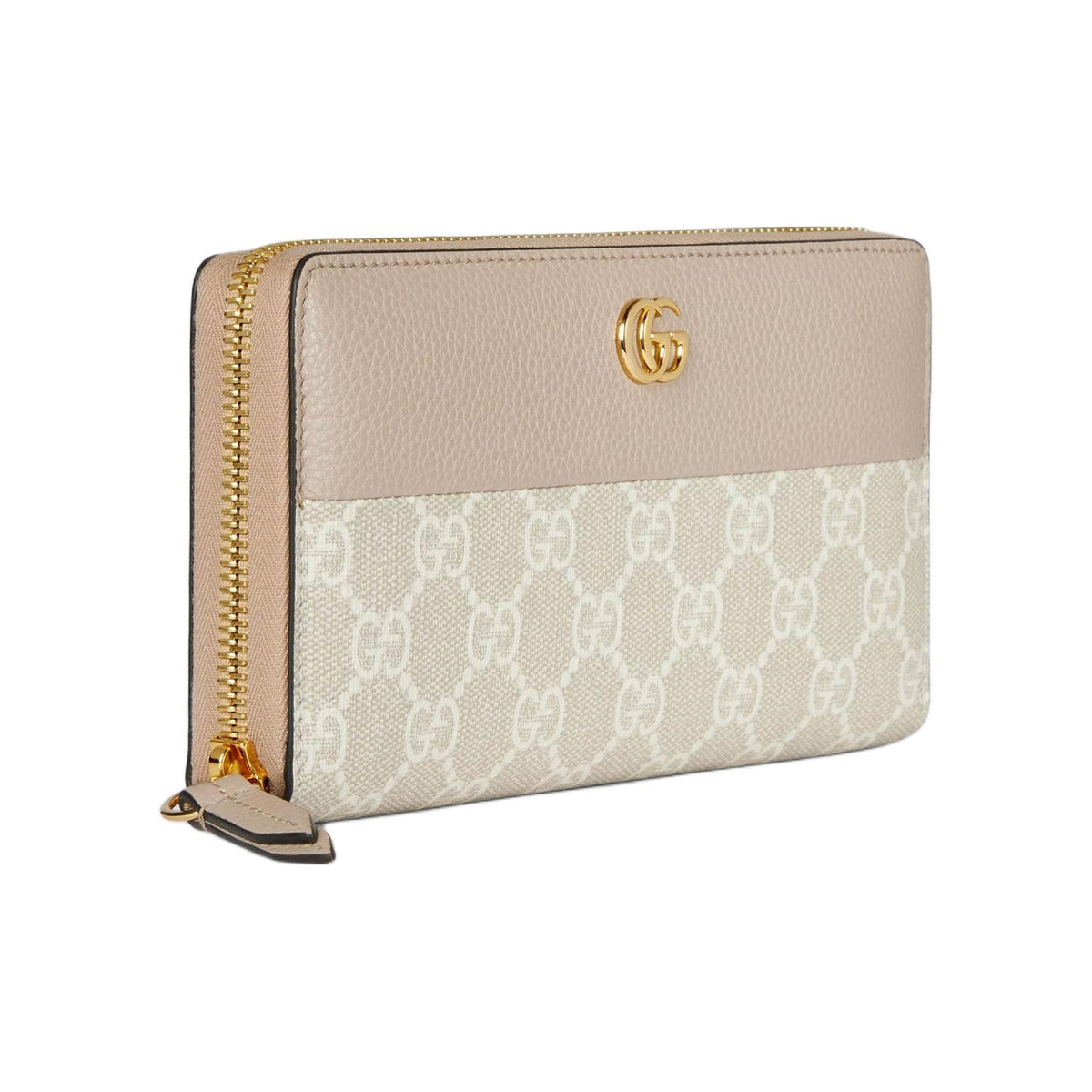 GUCCI GG Marmont Double G Leather Long Wallet in Off-White - 456117