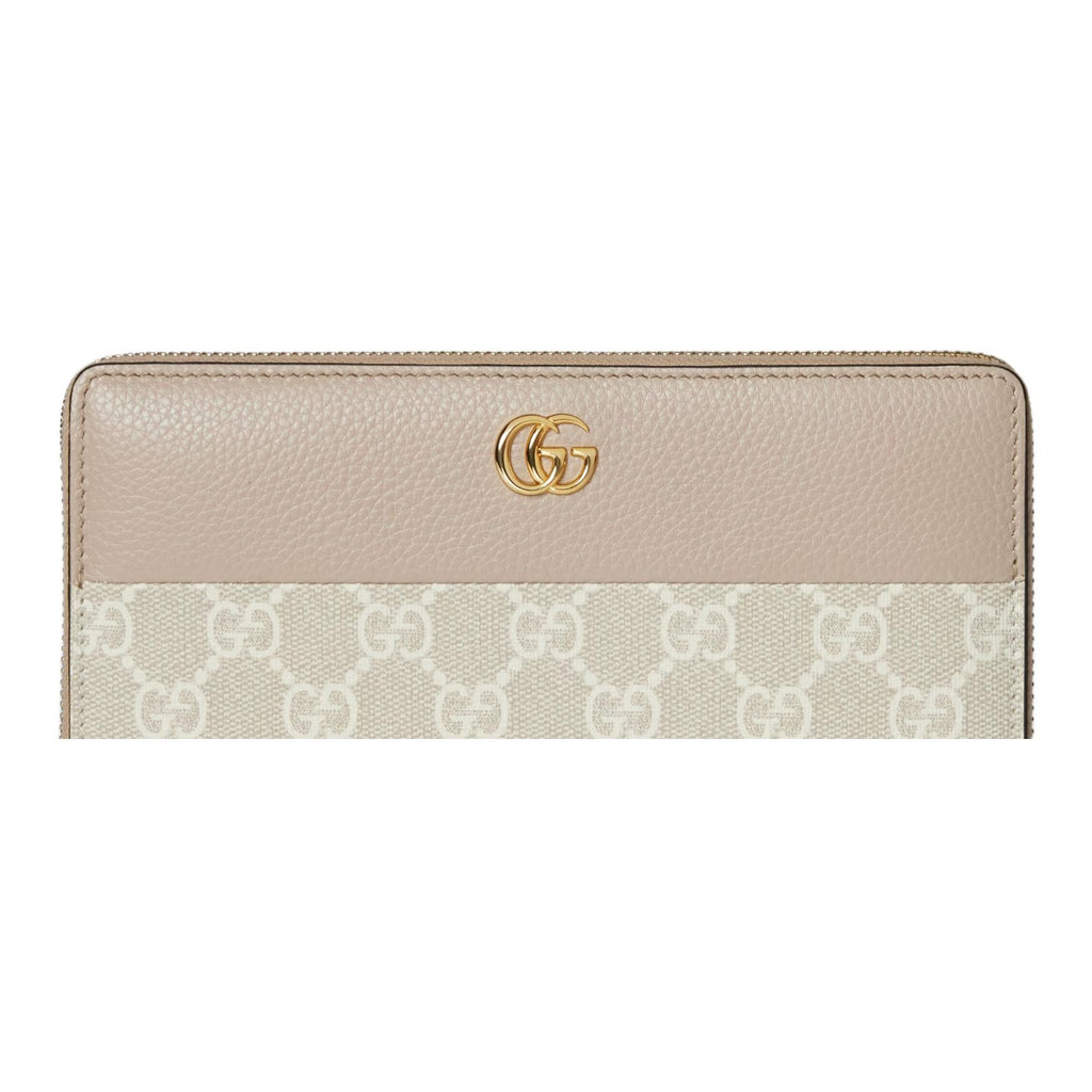 GUCCI GG Marmont Double G Leather Long Wallet in Off-White - 456117
