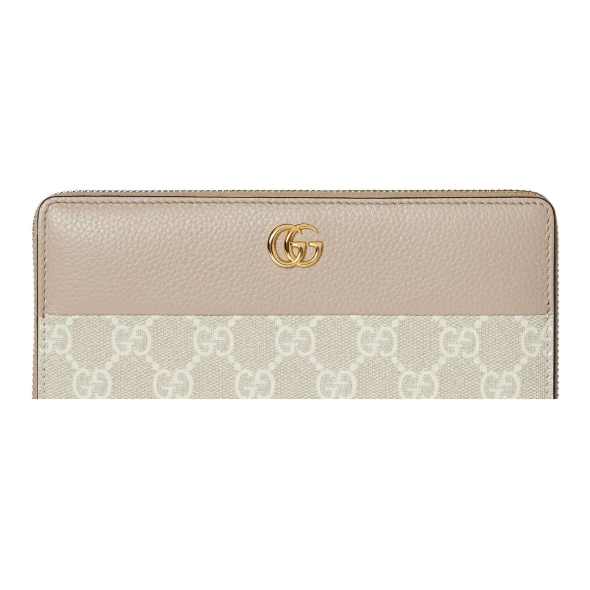 GUCCI GG Marmont Double G Leather Long Wallet in Off-White - 456117
