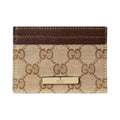 GUCCI Generation GG Canvas Card Holder in Sand and Dark Brown - 875795