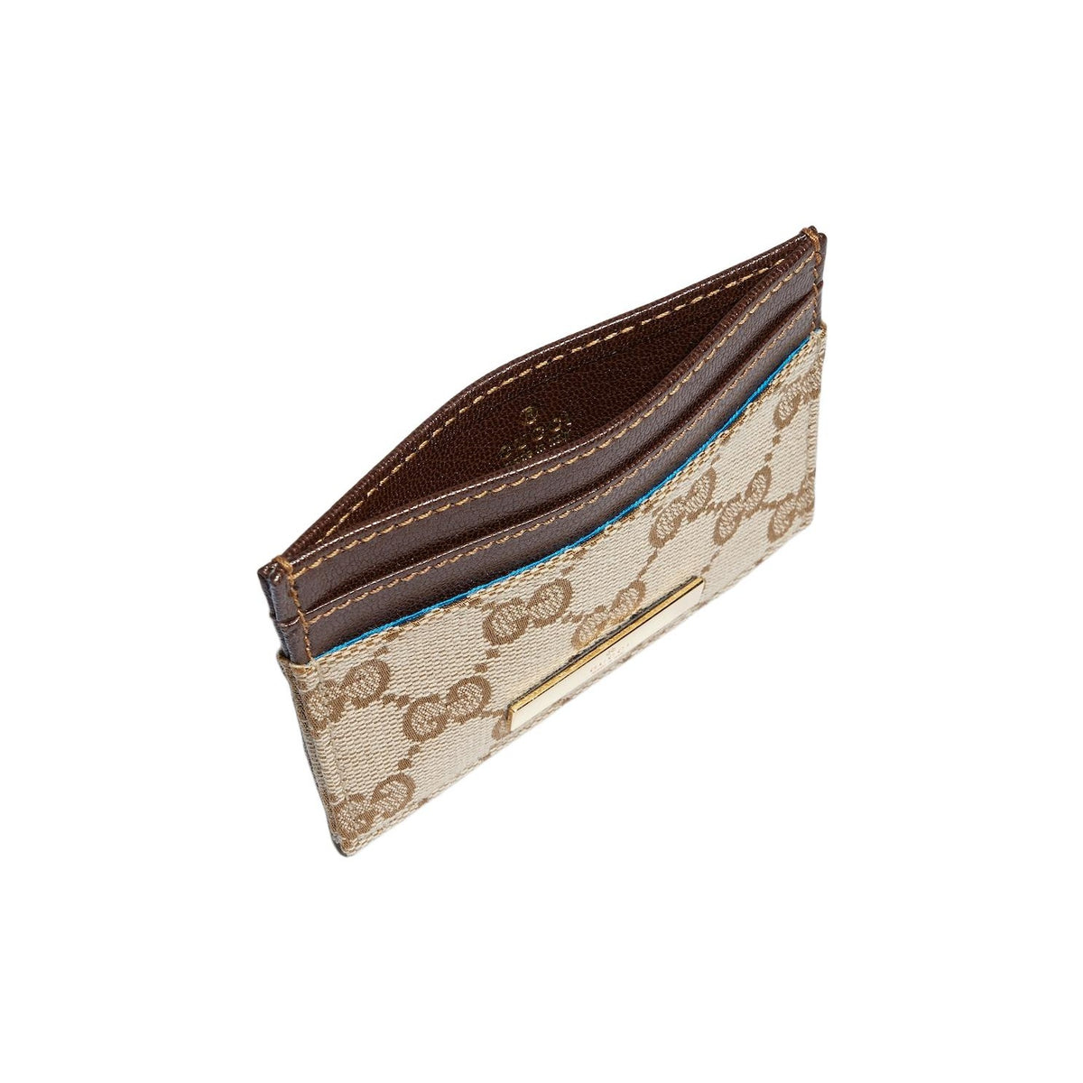 GUCCI Generation GG Canvas Card Holder in Sand and Dark Brown - 875795