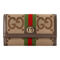 GUCCI Ophidia Double G Canvas and Leather Long Wallet in Camel and Ebony - 523153