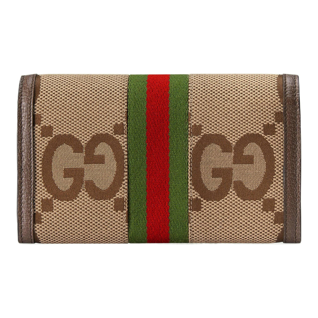 GUCCI Ophidia Double G Canvas and Leather Long Wallet in Camel and Ebony - 523153