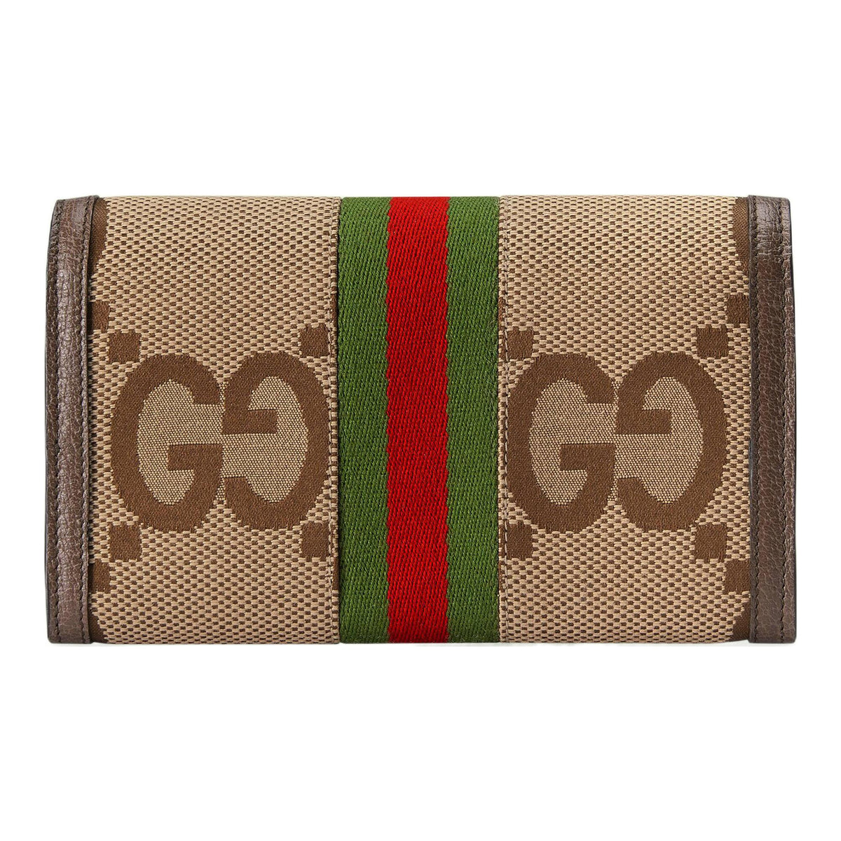 GUCCI Ophidia Double G Canvas and Leather Long Wallet in Camel and Ebony - 523153