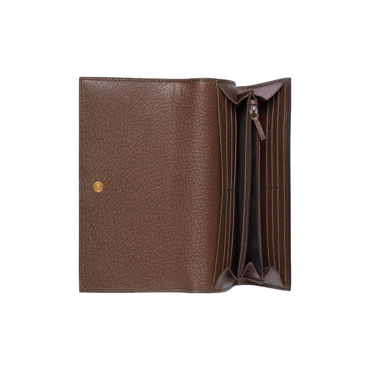 GUCCI Ophidia Double G Canvas and Leather Long Wallet in Camel and Ebony - 523153
