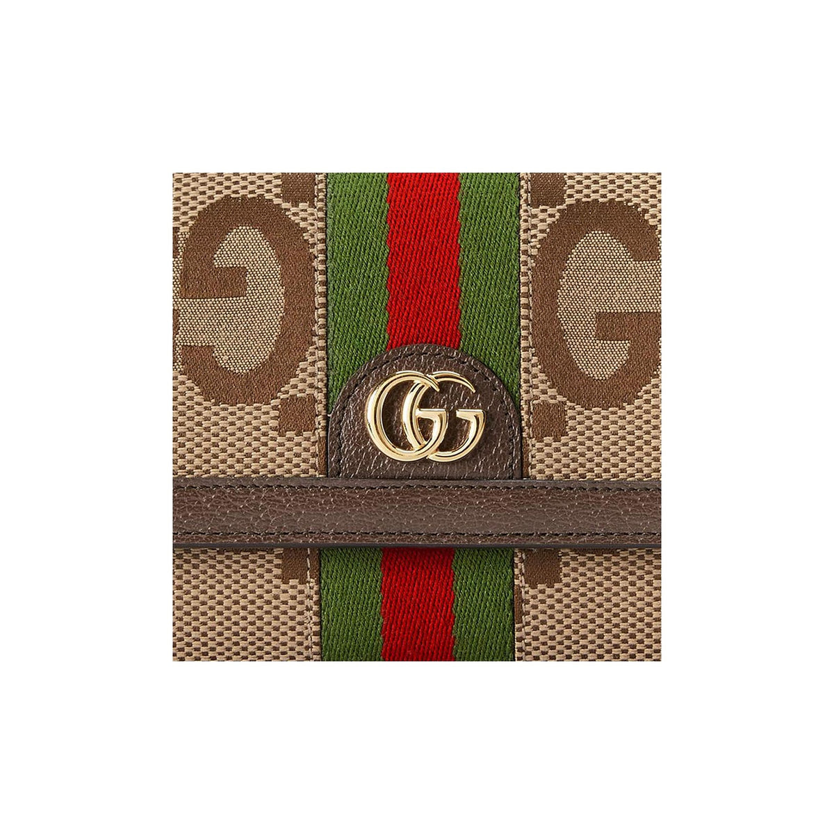 GUCCI Ophidia Double G Canvas and Leather Long Wallet in Camel and Ebony - 523153