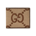 GUCCI Jumbo GG Men's Canvas Wallet with Leather Trim in Camel and Ebony - 699308