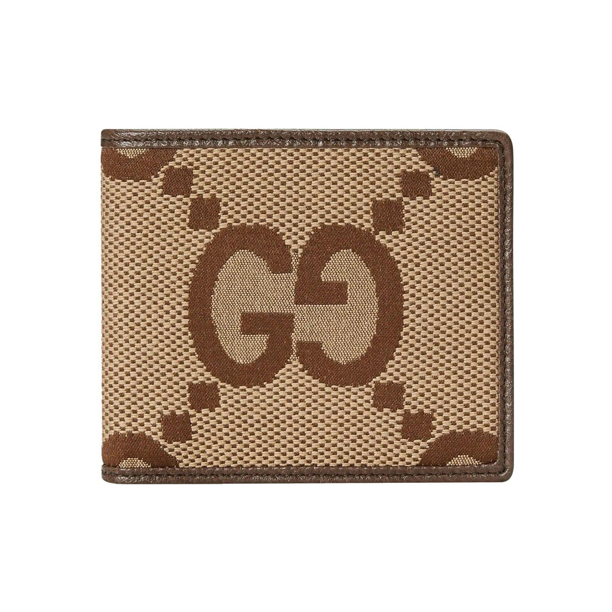 GUCCI Jumbo GG Men's Canvas Wallet with Leather Trim in Camel and Ebony - 699308