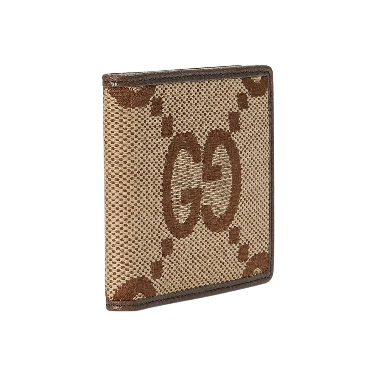 GUCCI Jumbo GG Men's Canvas Wallet with Leather Trim in Camel and Ebony - 699308