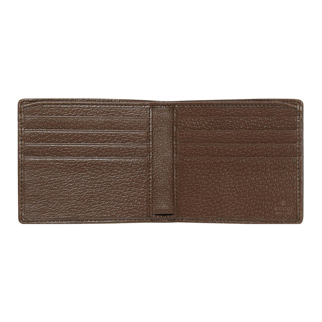 GUCCI Jumbo GG Men's Canvas Wallet with Leather Trim in Camel and Ebony - 699308
