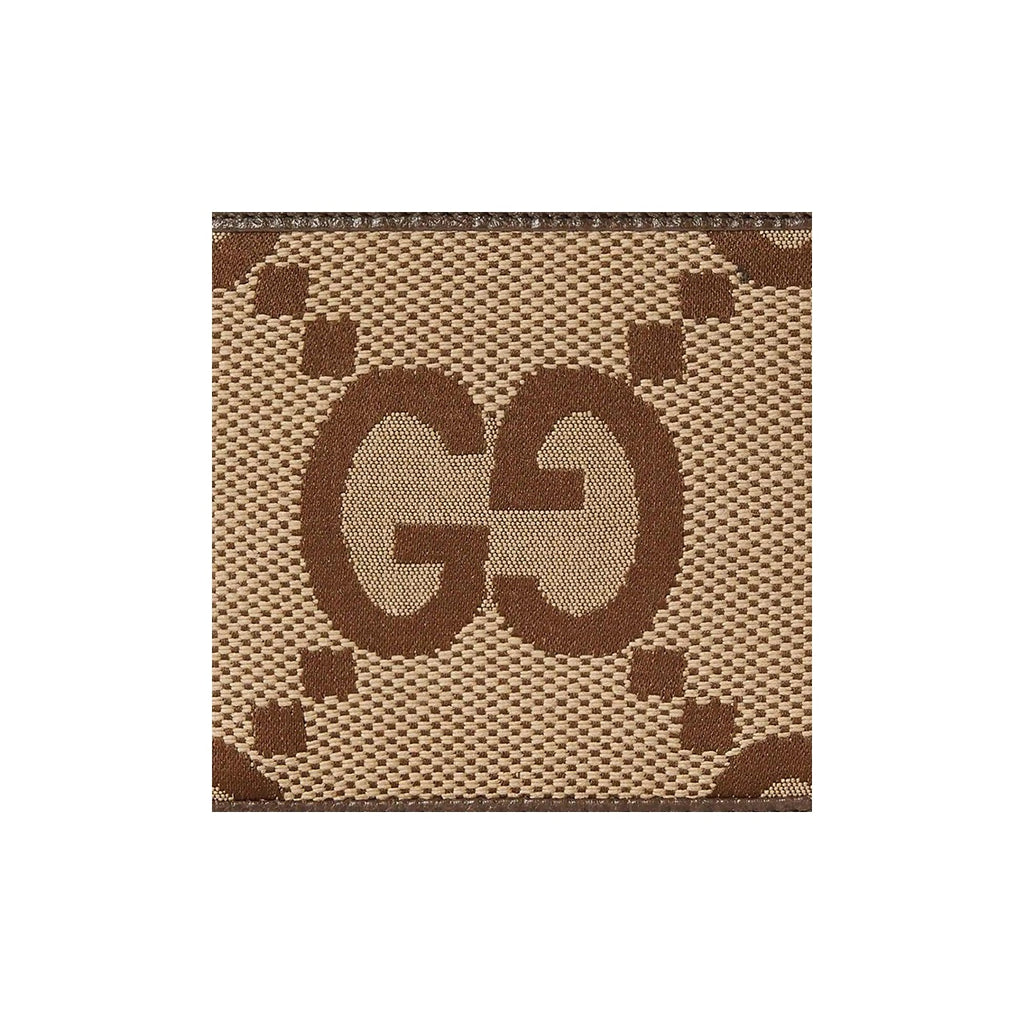 GUCCI Jumbo GG Men's Canvas Wallet with Leather Trim in Camel and Ebony - 699308