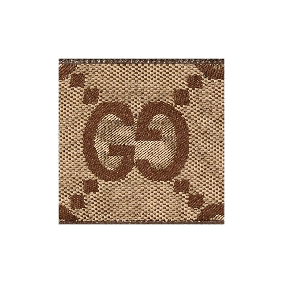 GUCCI Jumbo GG Men's Canvas Wallet with Leather Trim in Camel and Ebony - 699308