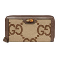 GUCCI Diana Jumbo GG Canvas and Leather Wallet in Ebony and Camel - 658634