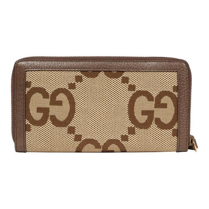GUCCI Diana Jumbo GG Canvas and Leather Wallet in Ebony and Camel - 658634