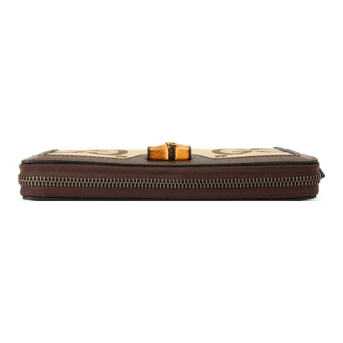 GUCCI Diana Jumbo GG Canvas and Leather Wallet in Ebony and Camel - 658634