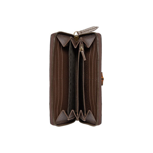 GUCCI Diana Jumbo GG Canvas and Leather Wallet in Ebony and Camel - 658634