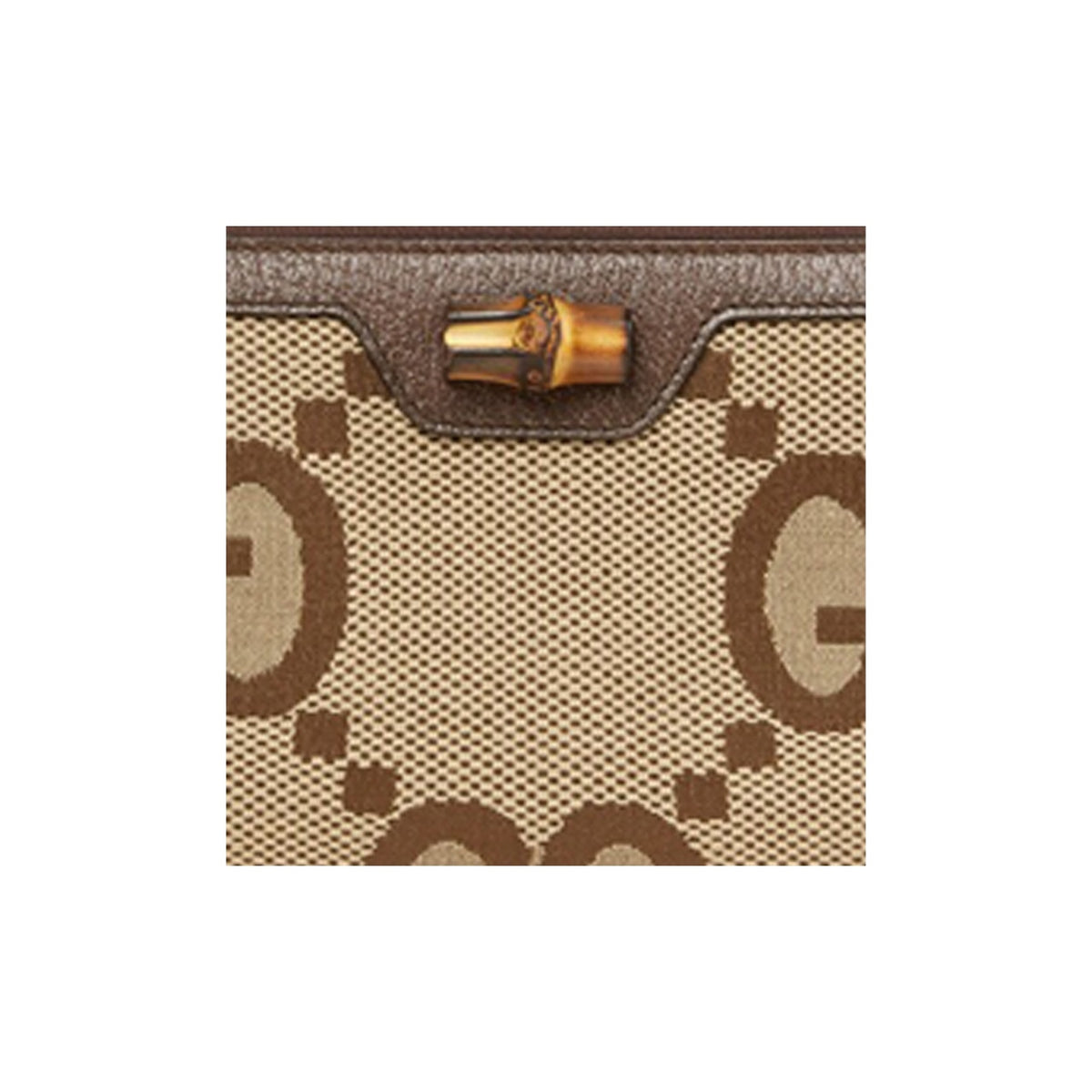 GUCCI Diana Jumbo GG Canvas and Leather Wallet in Ebony and Camel - 658634