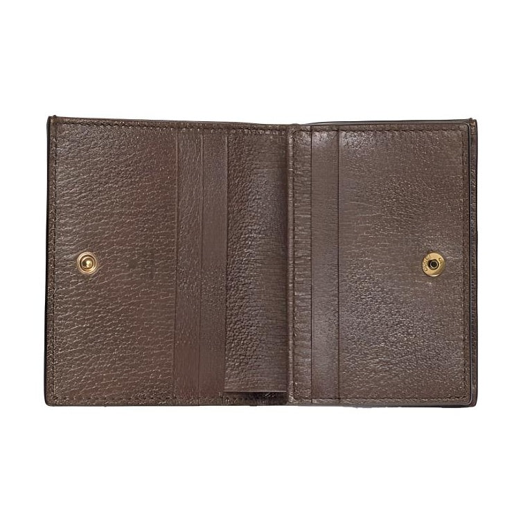 GUCCI Diana Jumbo GG Canvas and Leather Bifold Flap Wallet in Ebony, Camel and Brown - 658244