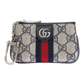 GUCCI Ophidia Monogram Canvas and Leather Coin and Key Charm Pouch in Blue and Beige - 671722