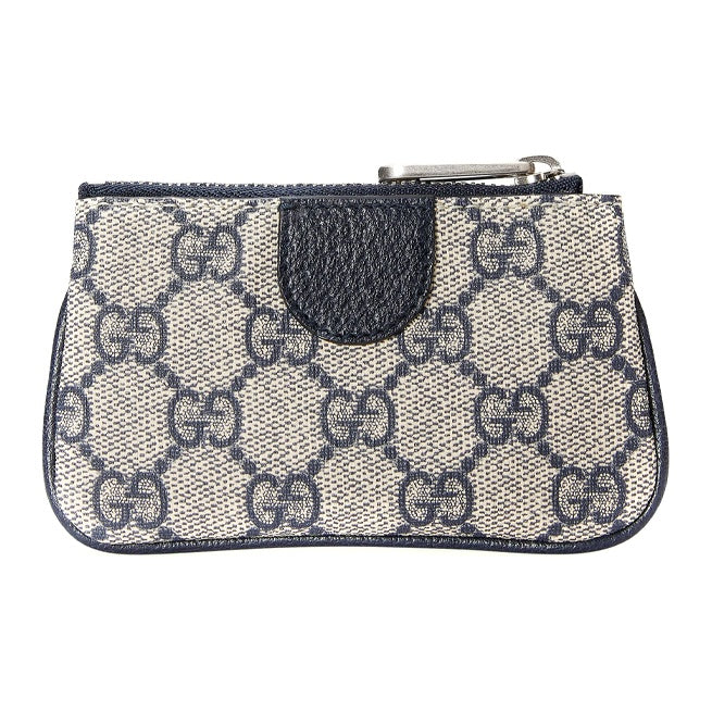 GUCCI Ophidia Monogram Canvas and Leather Coin and Key Charm Pouch in Blue and Beige - 671722