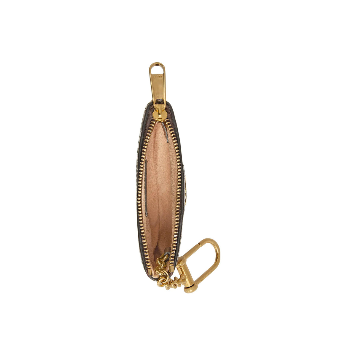 GUCCI Jumbo GG Canvas Key Pouch with Leather Trim in Camel and Ebony - 671722