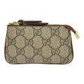 GUCCI Monogram Canvas, Leather and PVC Key and Coin Pouch in Ebony and Brown - 447964