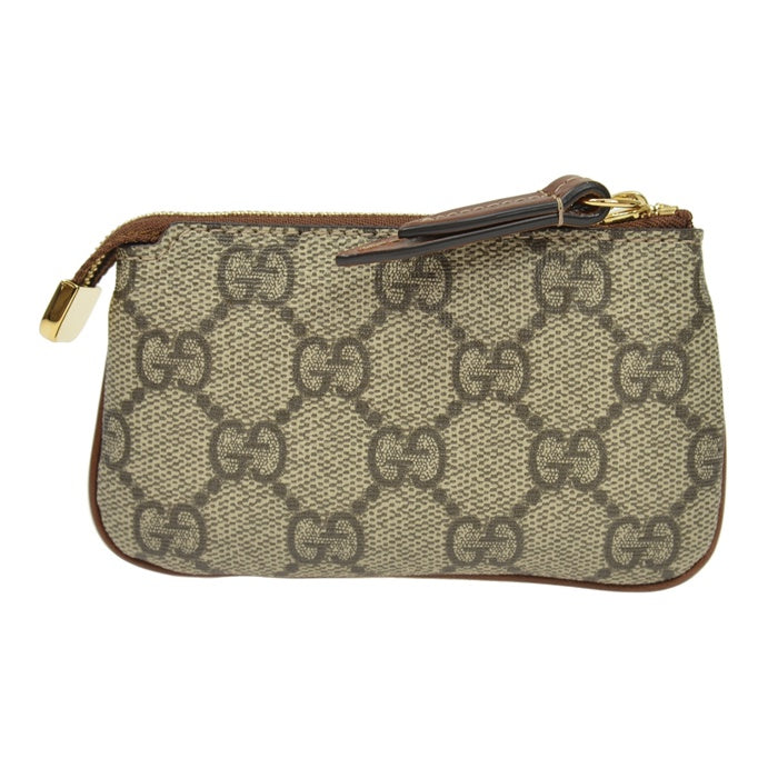 GUCCI Monogram Canvas, Leather and PVC Key and Coin Pouch in Ebony and Brown - 447964
