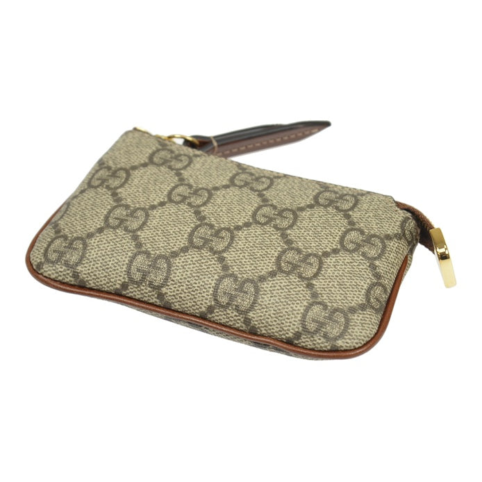 GUCCI Monogram Canvas, Leather and PVC Key and Coin Pouch in Ebony and Brown - 447964