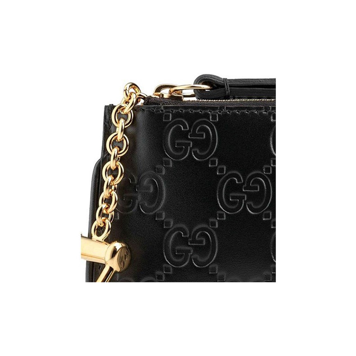 GUCCI Signature Driver GG Embossed Leather Zip Coin Pouch in Black - 447964