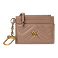 GUCCI Marmont Quilted Leather Card and Coin Charm Pouch in Dusty Pink - 627064
