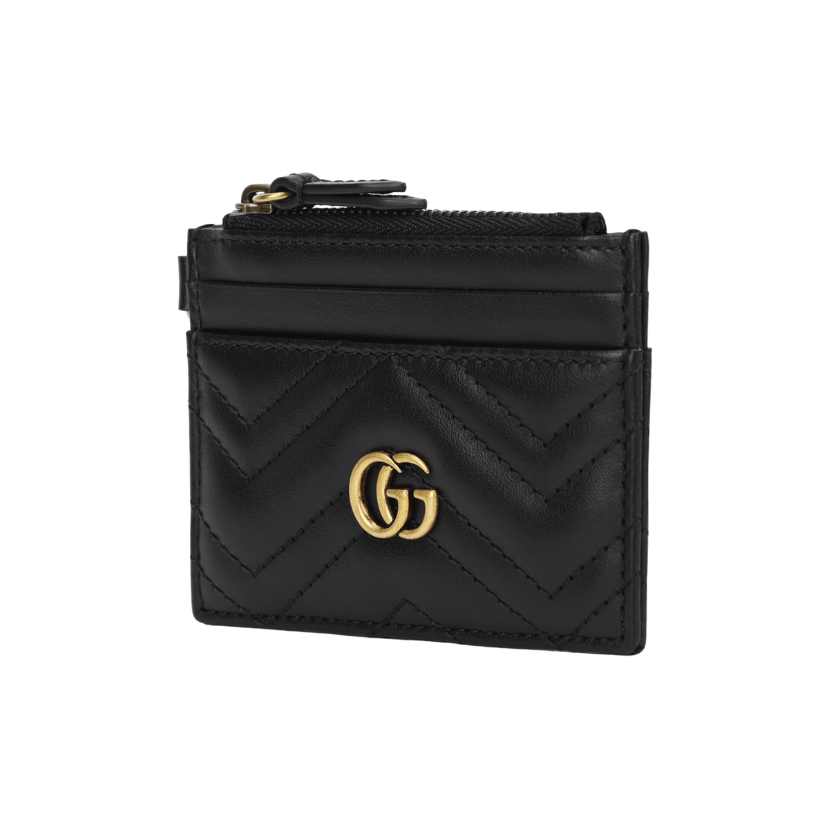 GUCCI GG Marmont Quilted Leather Coin and Card Charm Pouch in Black - 627064
