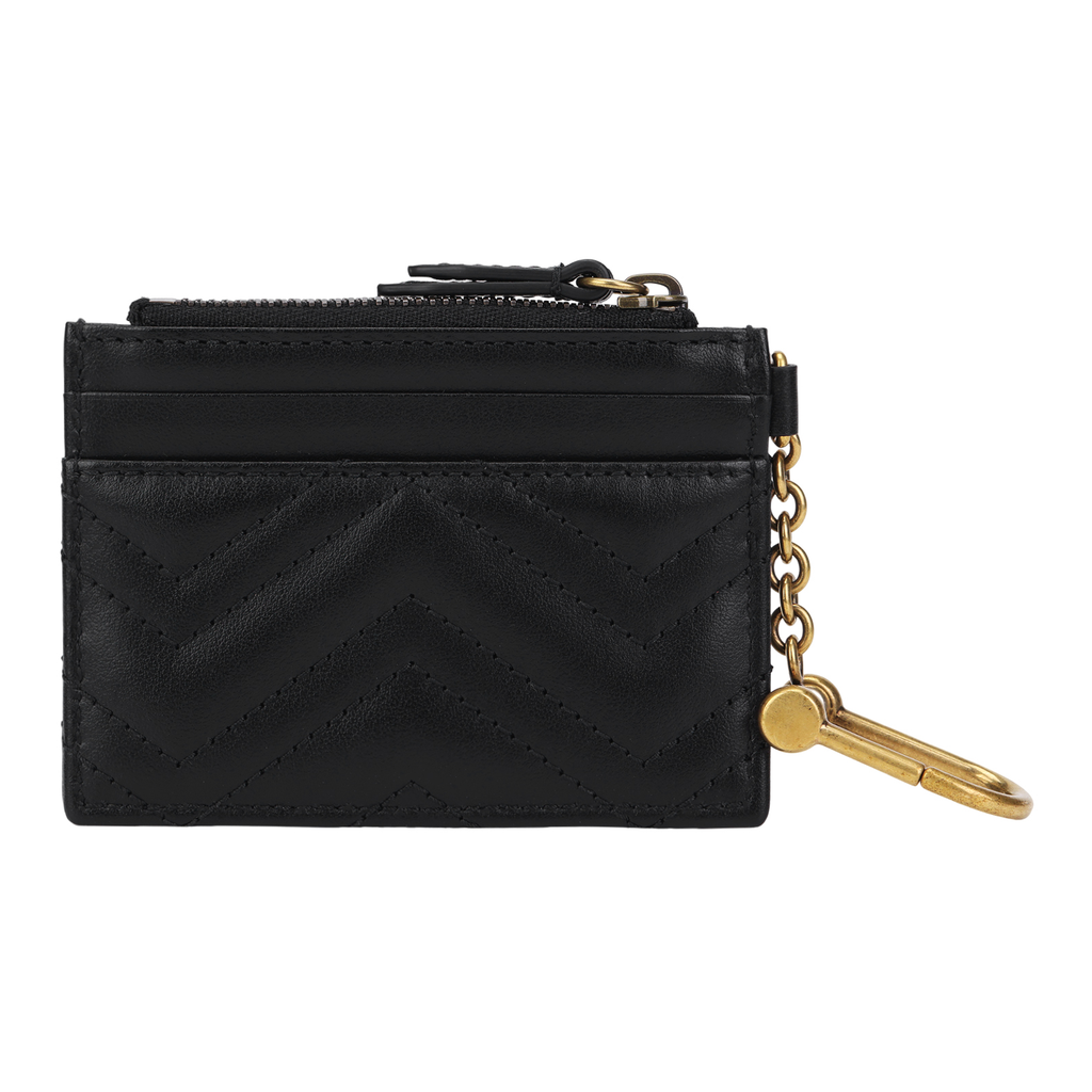 GUCCI GG Marmont Quilted Leather Coin and Card Charm Pouch in Black - 627064